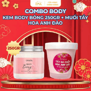 Combo Body Bông + Tẩy Muối Cam Đào Onaya