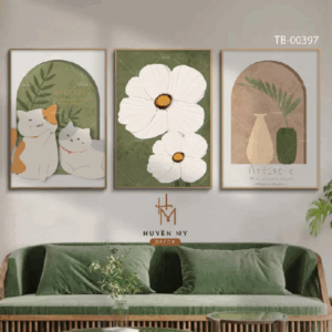Set Tranh Treo Tường 3 Tấm Chủ Đề Hoa Lá